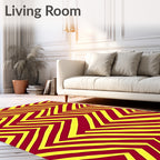 Crimson Yellow Jagged Chevron Stripes Rug