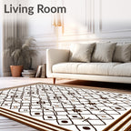 Brown Tan Geometric Lattice Rug