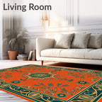 Ornate Teal Geometric Floral Medallion Rug