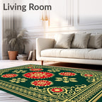 Emerald Red Gold Starburst Medallion Rug