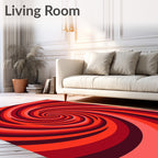 Crimson Swirling Spiral Abstract Rug