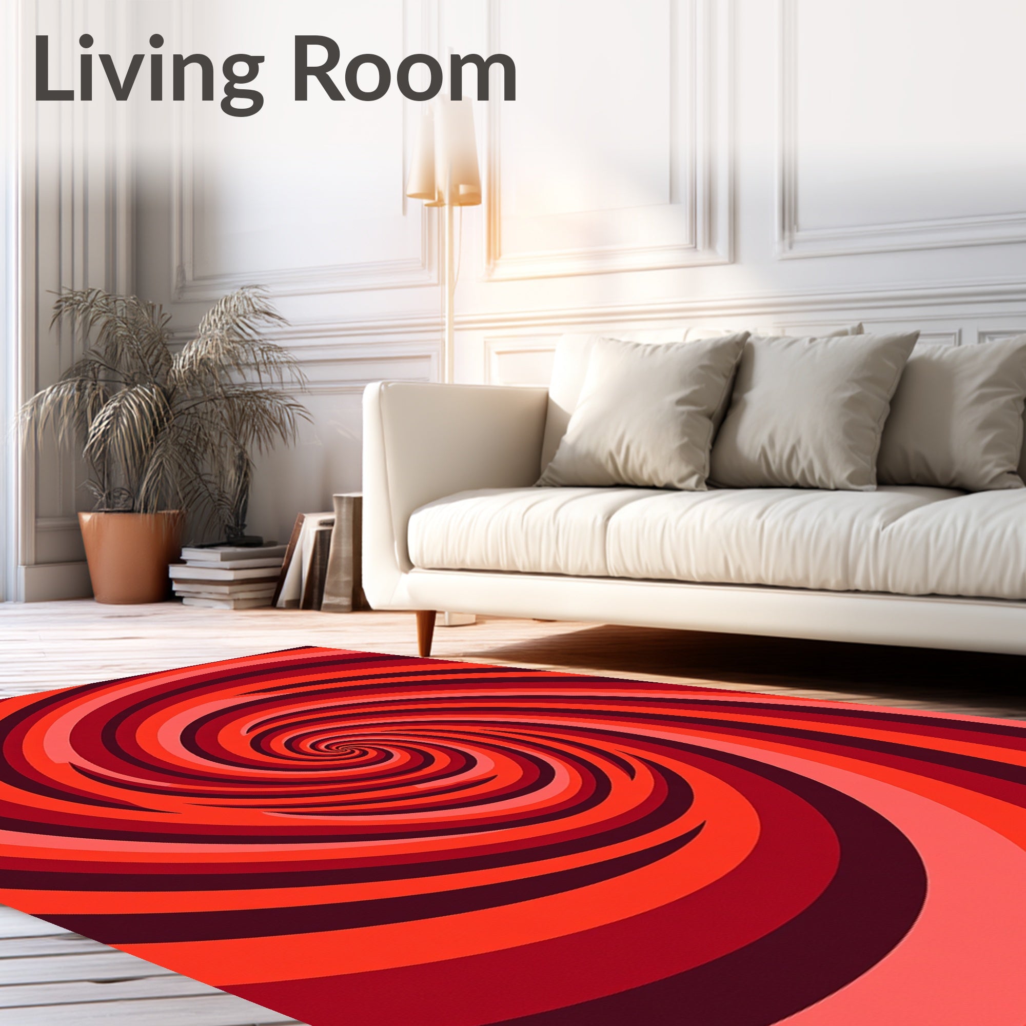 Crimson Swirling Spiral Abstract Rug
