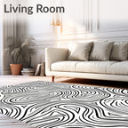 Black and White Organic Swirls Rug
