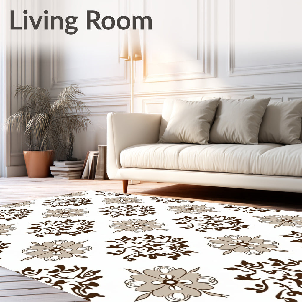 Brown Beige Floral Mandala Radiance Rug