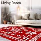 Red Festive Snowflake Winter Holiday Rug