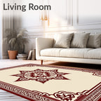 Maroon Starburst Medallion Border Rug