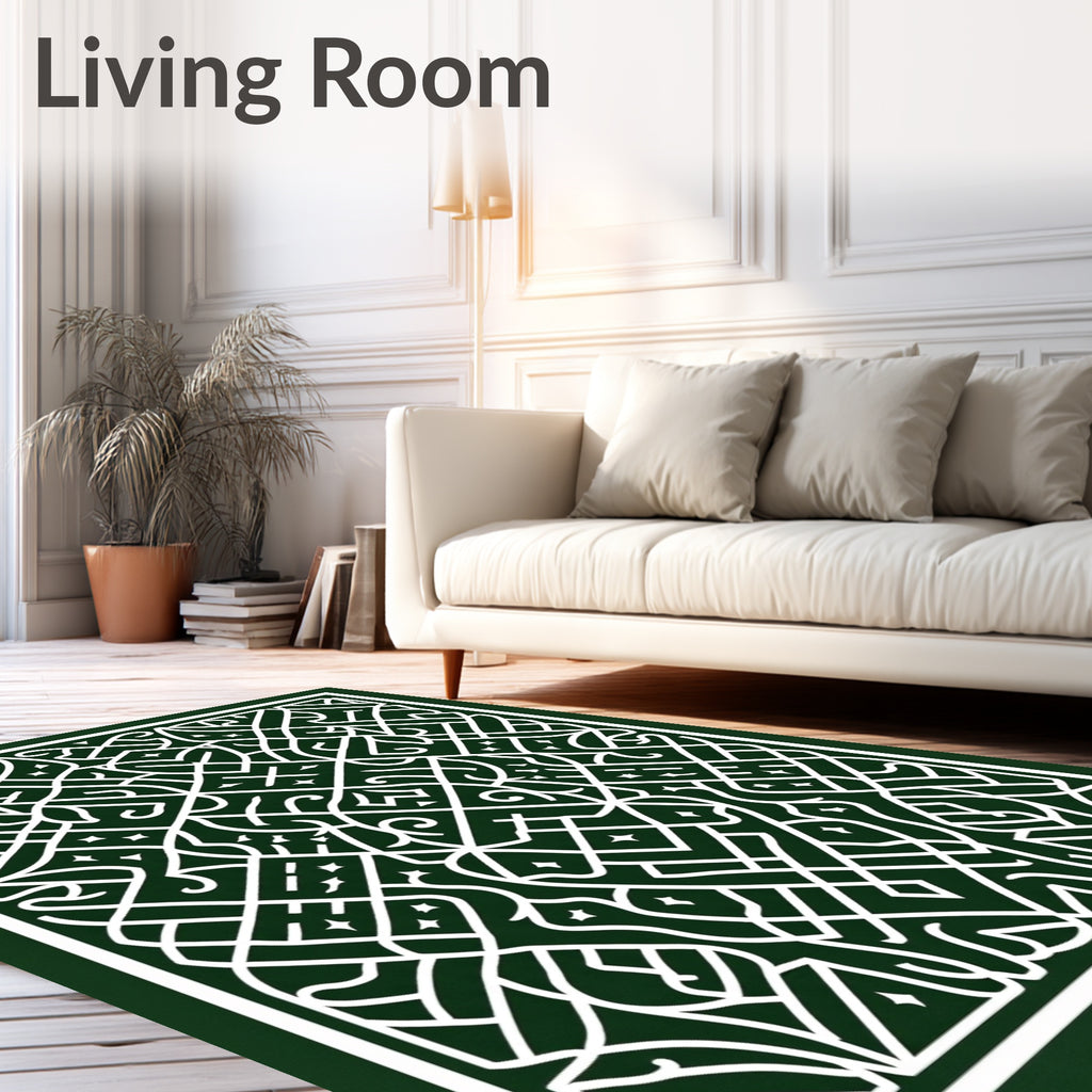 Intricate White Emerald Celtic Knot Rug