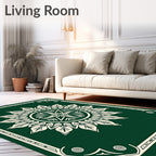 Emerald Green Floral Mandala Frame Rug