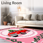 Red Truck Christmas Tree Festive Border Rug