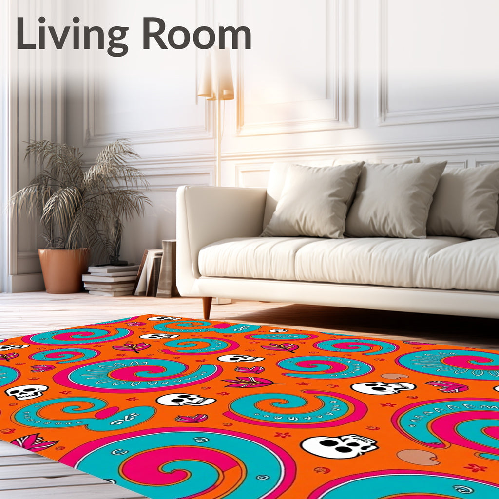 Day of the Dead Skulls Swirl Rug