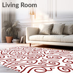 Crimson Swirl Abstract Organic Lines Rug
