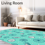 Coastal Teal Shell Scatter Rug