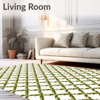 Sage Green Interlocking Leaf Lattice Rug