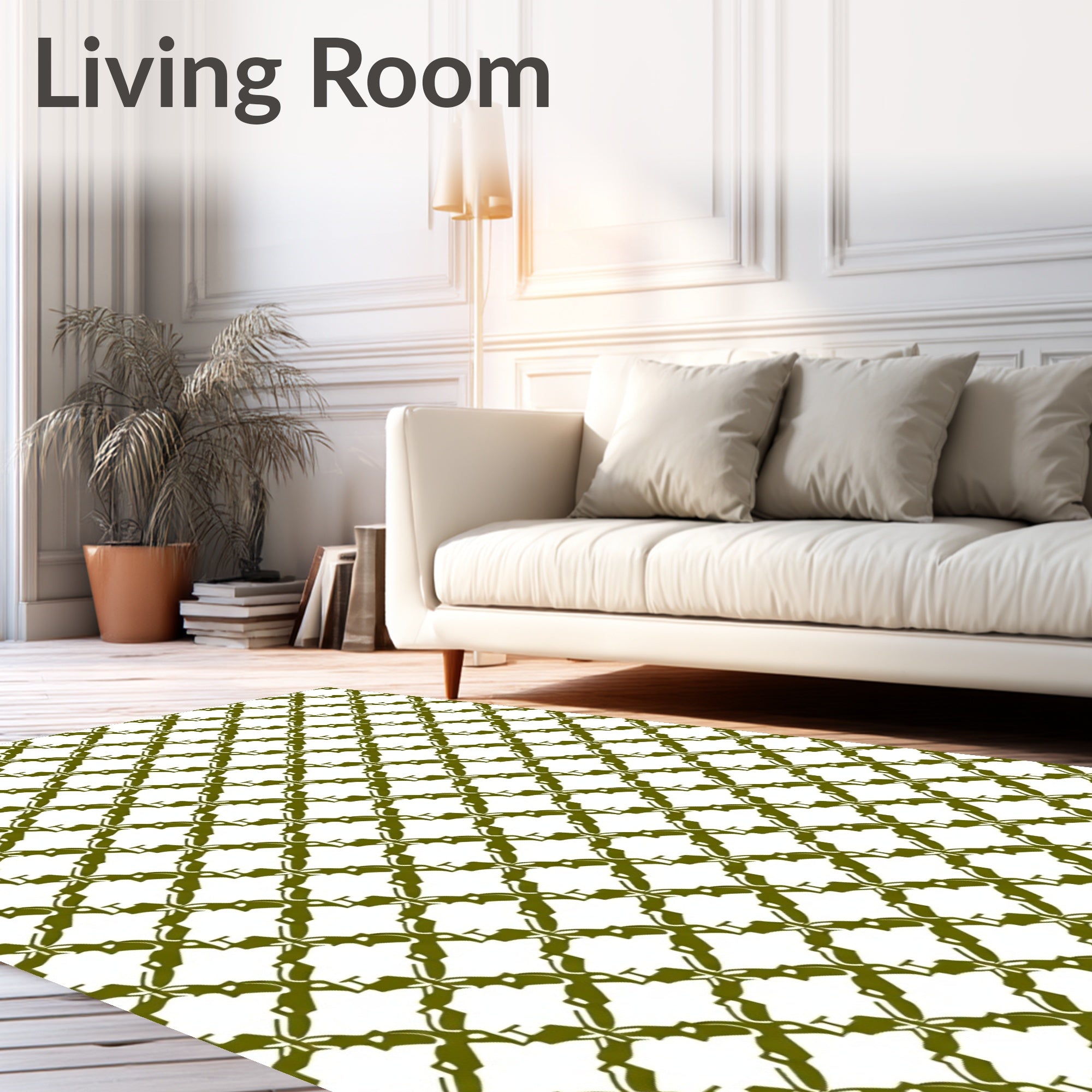 Sage Green Interlocking Leaf Lattice Rug