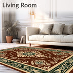 Brown and Cream Ornamental Medallion Rug