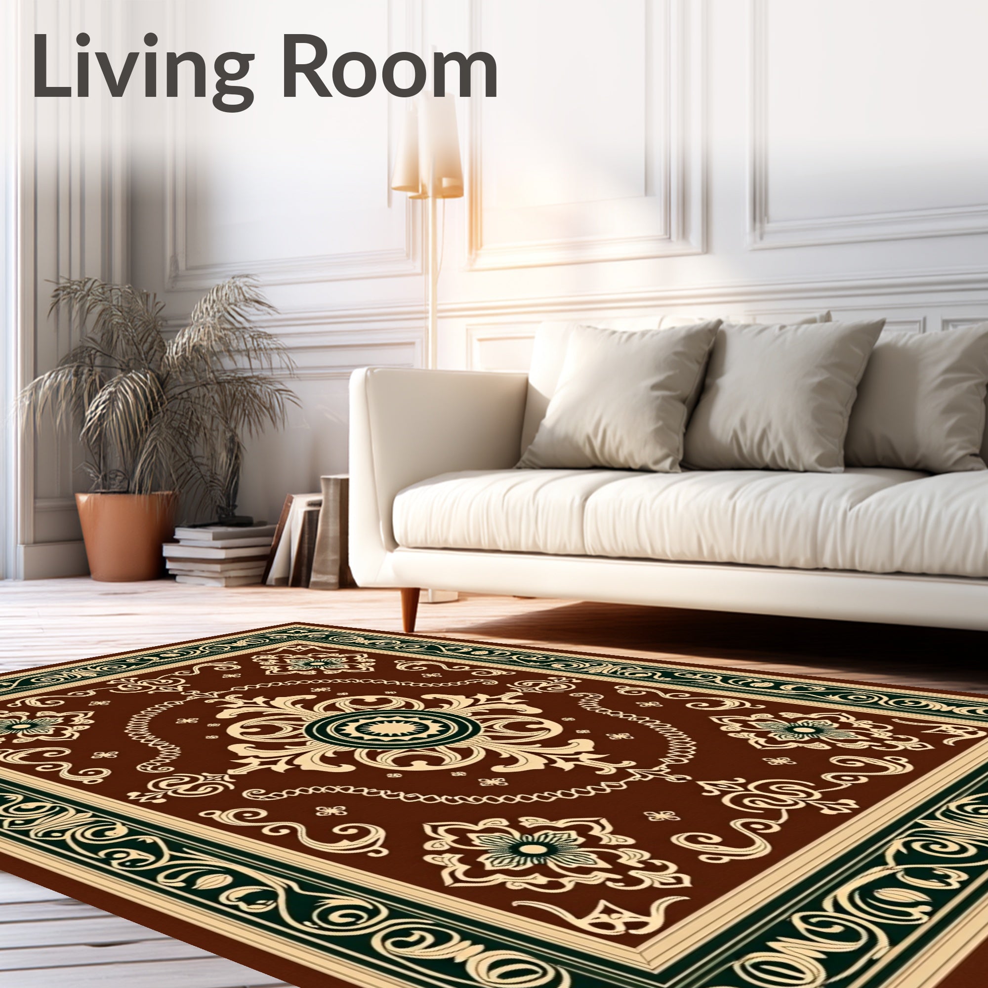 Brown and Cream Ornamental Medallion Rug
