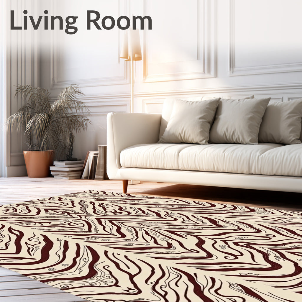 Rich Crimson Zebra Stripe Symmetry Rug