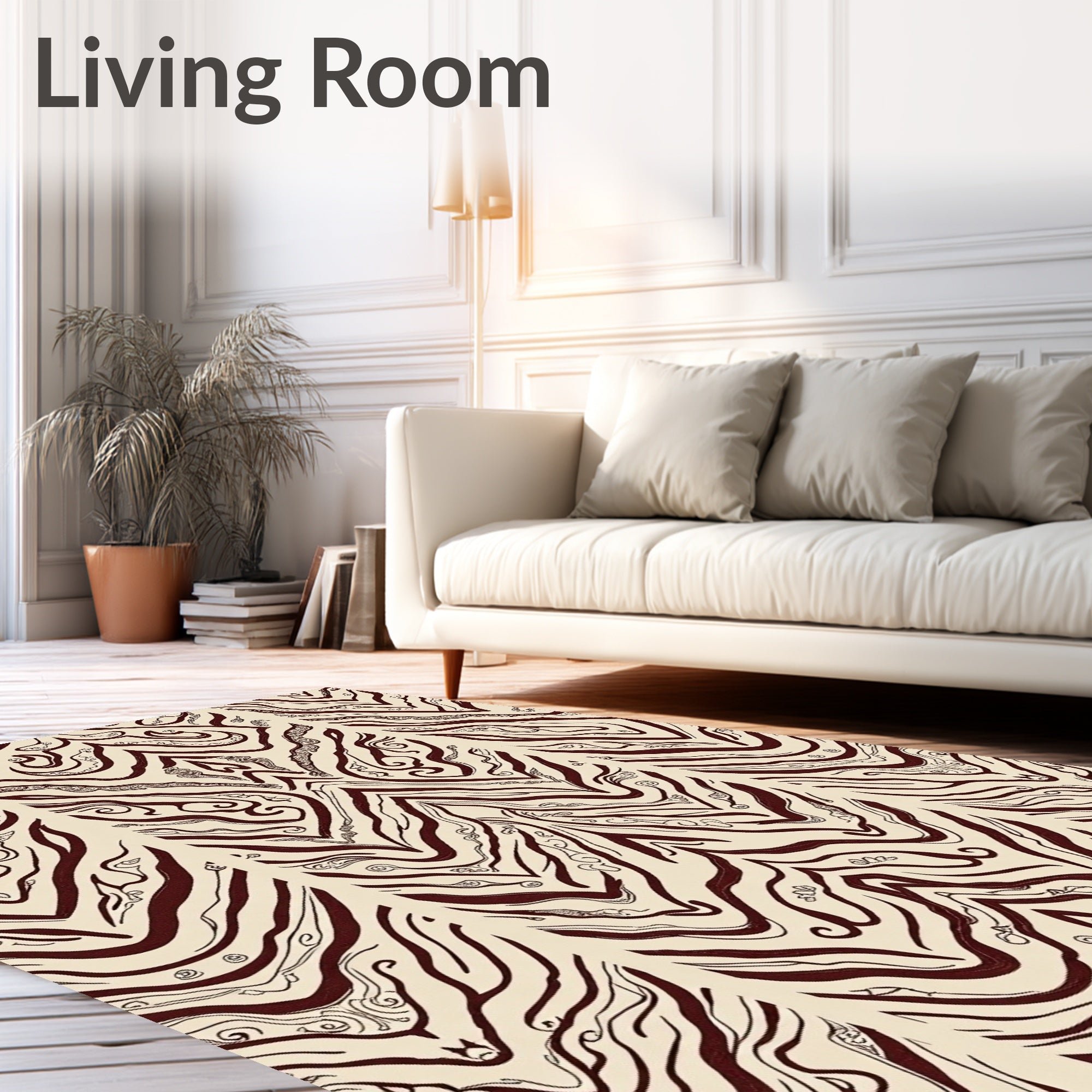 Rich Crimson Zebra Stripe Symmetry Rug