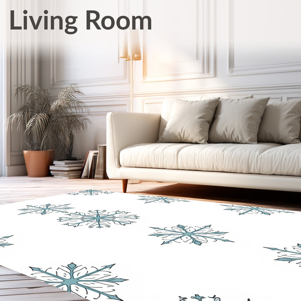 Winter Blue Snowflake Medallion Rug
