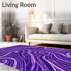 Vibrant Purple Swirls Triangles Rug