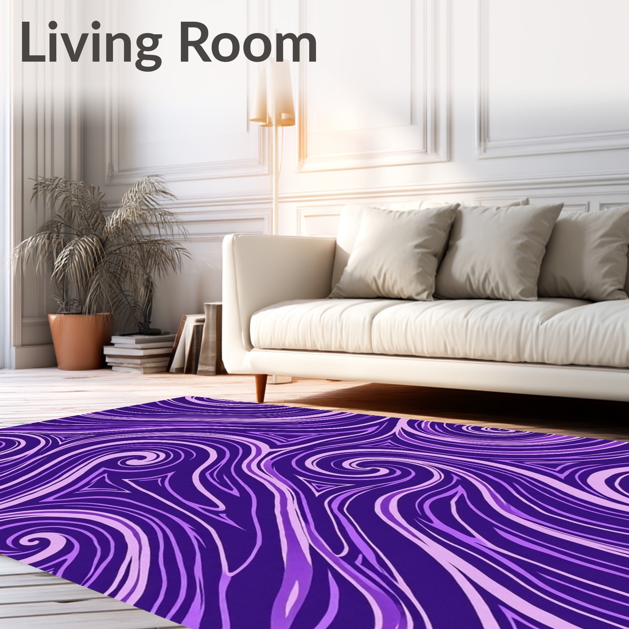 Vibrant Purple Swirls Triangles Rug