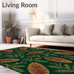 Vintage Brown Leaf Berry Twig Rug