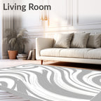 Abstract Gray Swirl Flow Rug