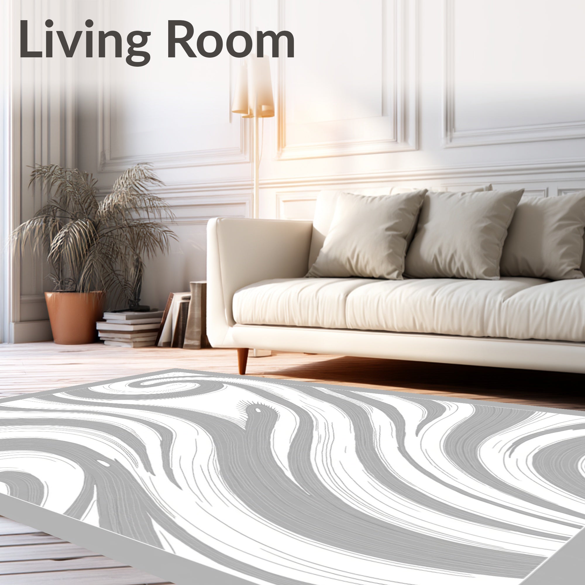 Abstract Gray Swirl Flow Rug