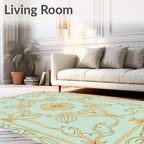 Mint Green Floral Art Nouveau Rug