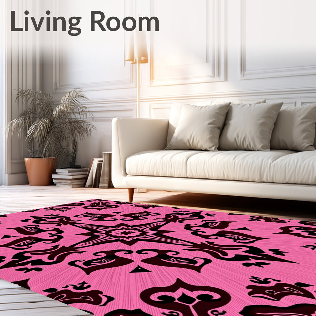 Dark Pink Mandala Abstract Symmetry Rug