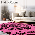 Dark Pink Mandala Abstract Symmetry Rug