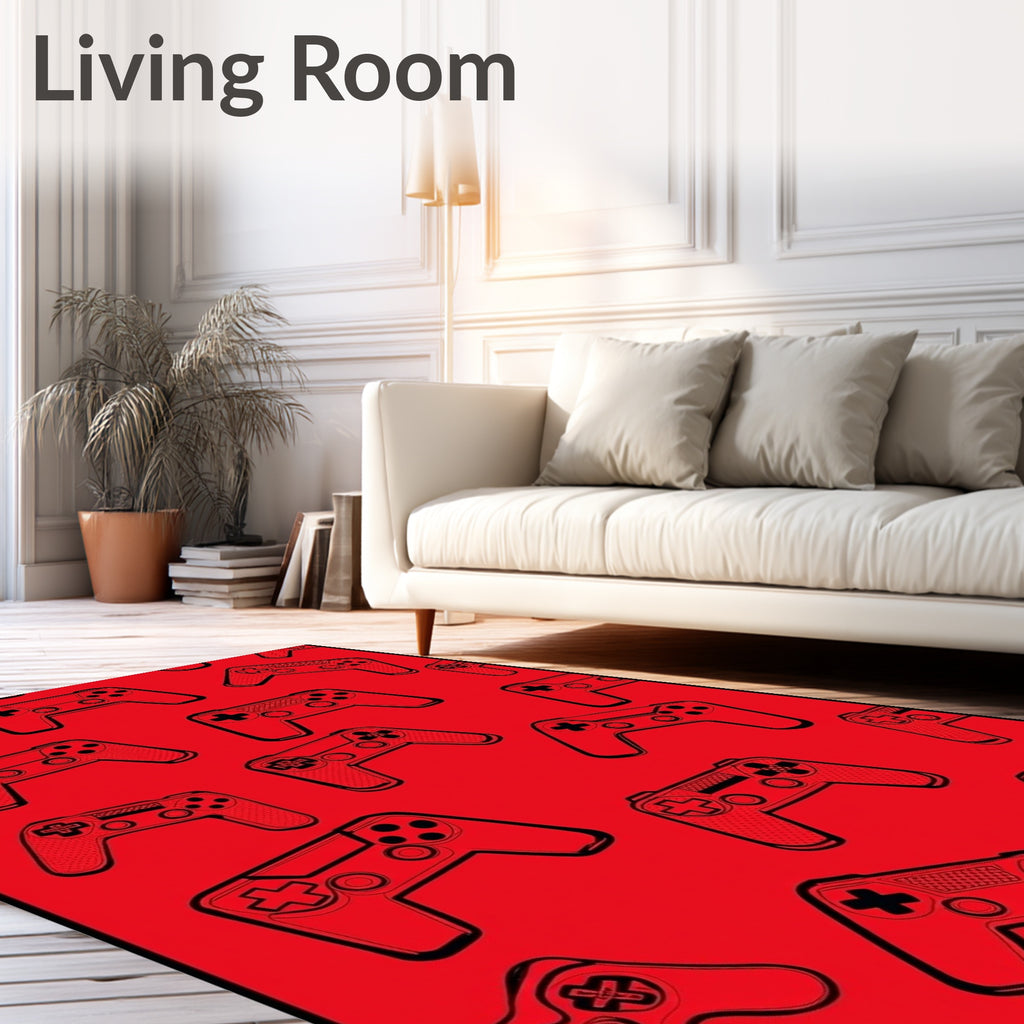Retro Red Game Controller Collage Rug