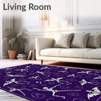Dancing Skeletons Bat Wing Purple Rug