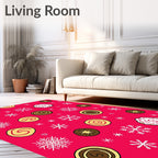 Red Cream Swirl Snowflake Cookies Rug