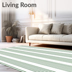 Dark Green Vertical Stripe Arrangement Rug