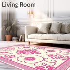 Vibrant Pink Floral Baroque Rug