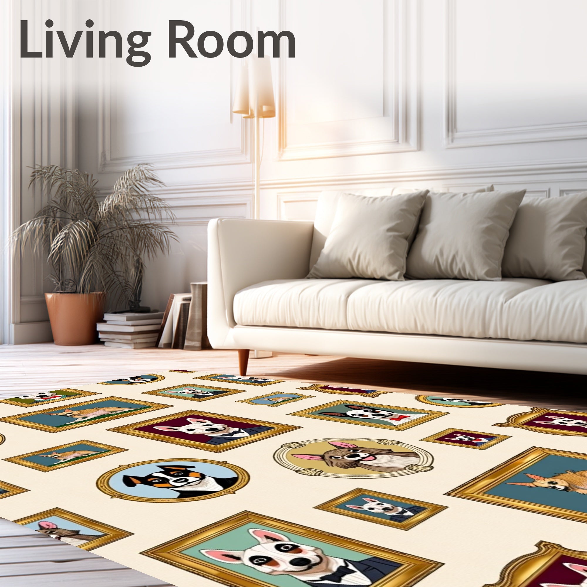 Framed Dog Portraits Collection Rug