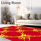 Bold Red Yellow Bow Geometric Rug