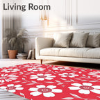 Whimsical White Daisy Garden Rug