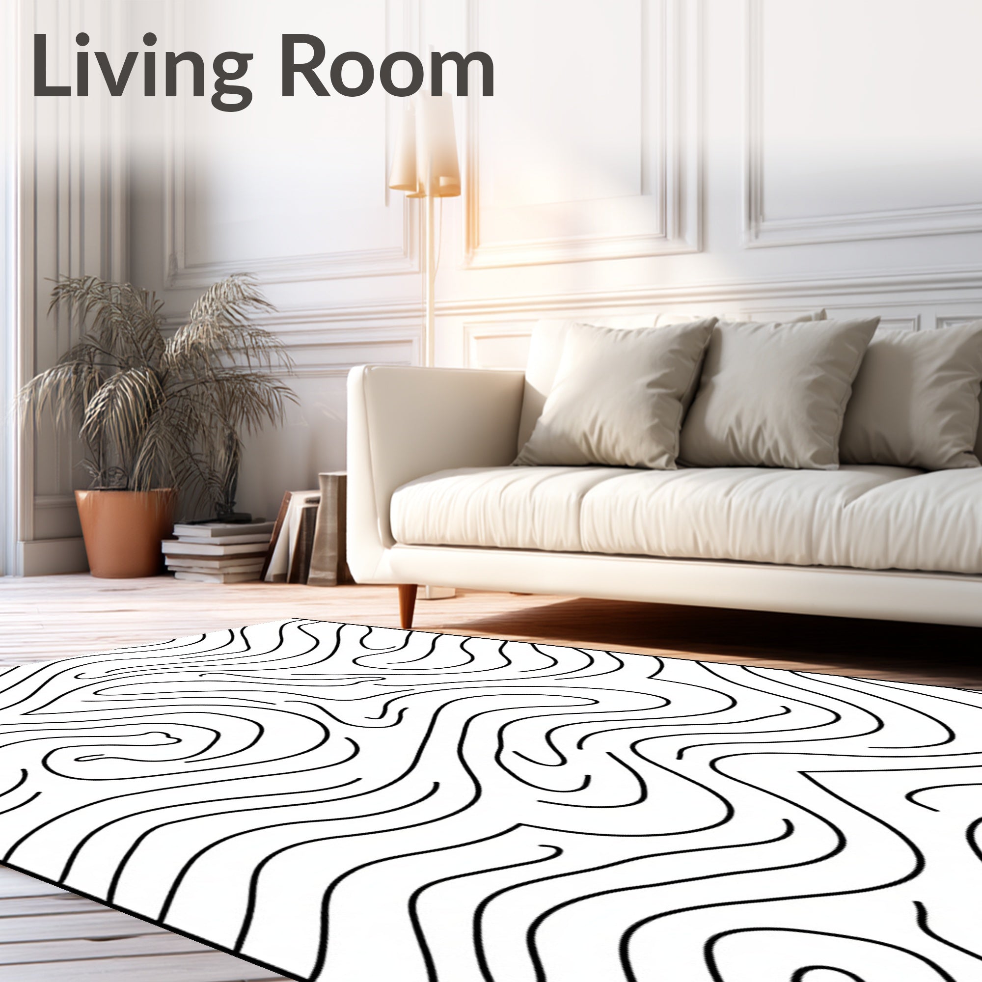 Black and White Wavy Lines Rug