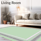 Soft Green Geometric Border Rug