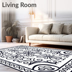 Vintage Black Floral Symmetry Rug