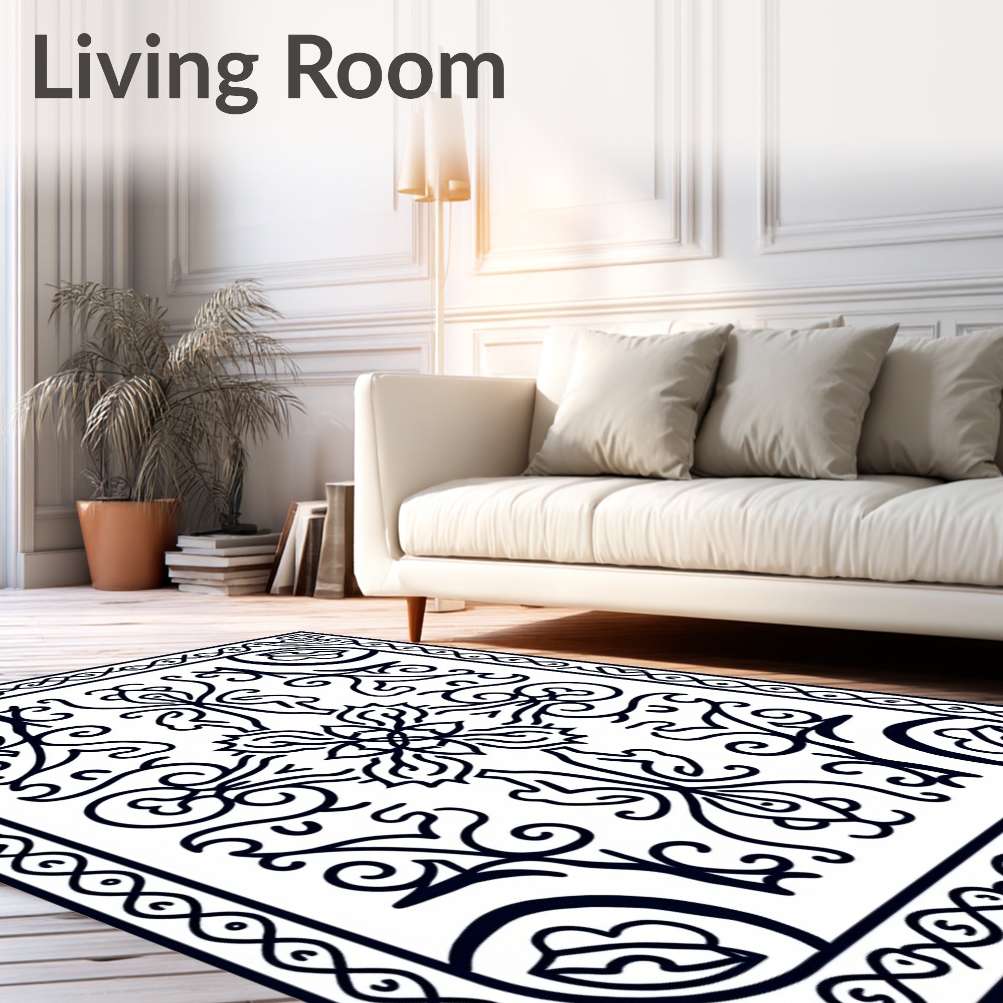 Vintage Black Floral Symmetry Rug