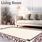 Deep Burgundy Ornate Scroll Border Rug