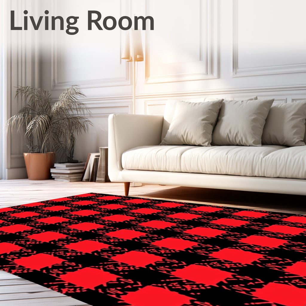 Crimson Black Buffalo Check Rug
