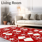Radiant Red Snowflake Diamond Harmony Rug