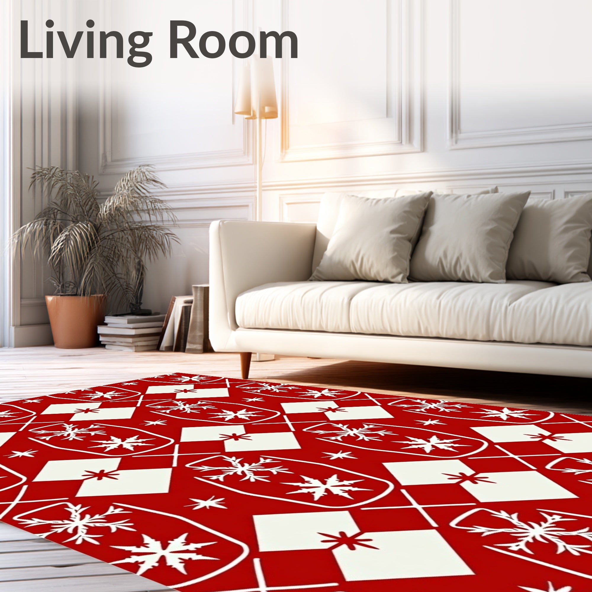 Radiant Red Snowflake Diamond Harmony Rug