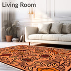 Terracotta Autumn Leaves Swirls Rug