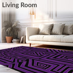 Bold Purple Geometric Maze Statement Rug