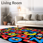 Alphabet Fun Characters Yellow Blue Red Rug